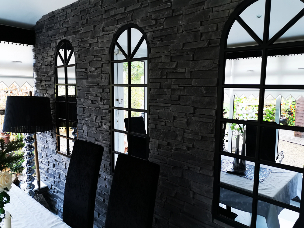 Custom made feature wall in black